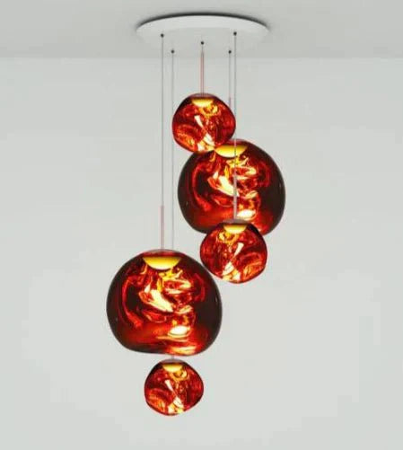 Modern Rock Glass Special Shape Pendant Lighting - Set B: D37.4"*H72.1"(D7.87"*3+D14.17"*2)Rose GoldWarm LightTrivellolab