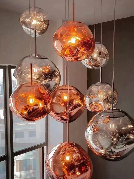 Modern Rock Glass Special Shape Pendant Lighting - D7.87''GoldWarm LightTrivellolab