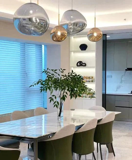 Modern Rock Glass Special Shape Pendant Lighting - D7.87''GoldWarm LightTrivellolab