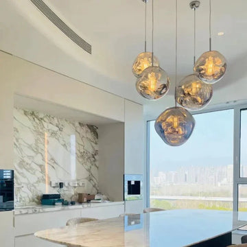 Modern Rock Glass Special Shape Pendant Lighting - D7.87''GoldWarm LightTrivellolab