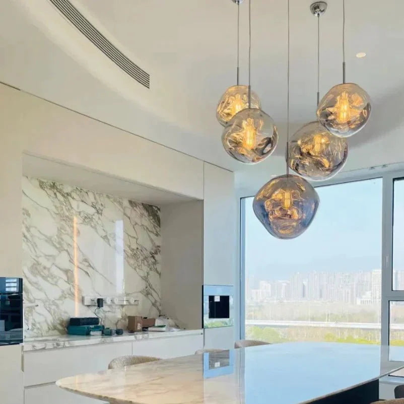 Modern Rock Glass Special Shape Pendant Lighting - D7.87''GoldWarm LightTrivellolab