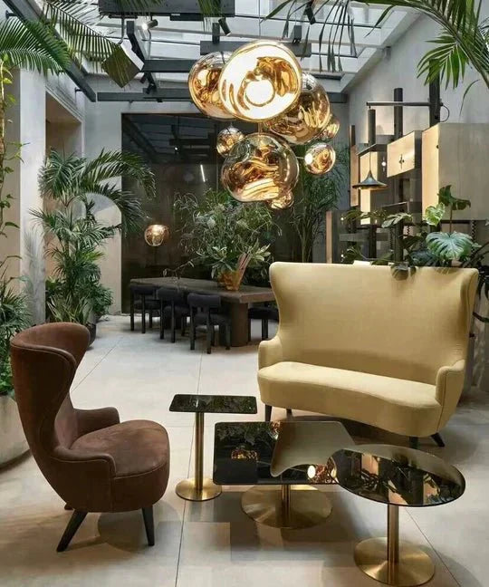 Modern Rock Glass Special Shape Pendant Lighting - D7.87''GoldWarm LightTrivellolab