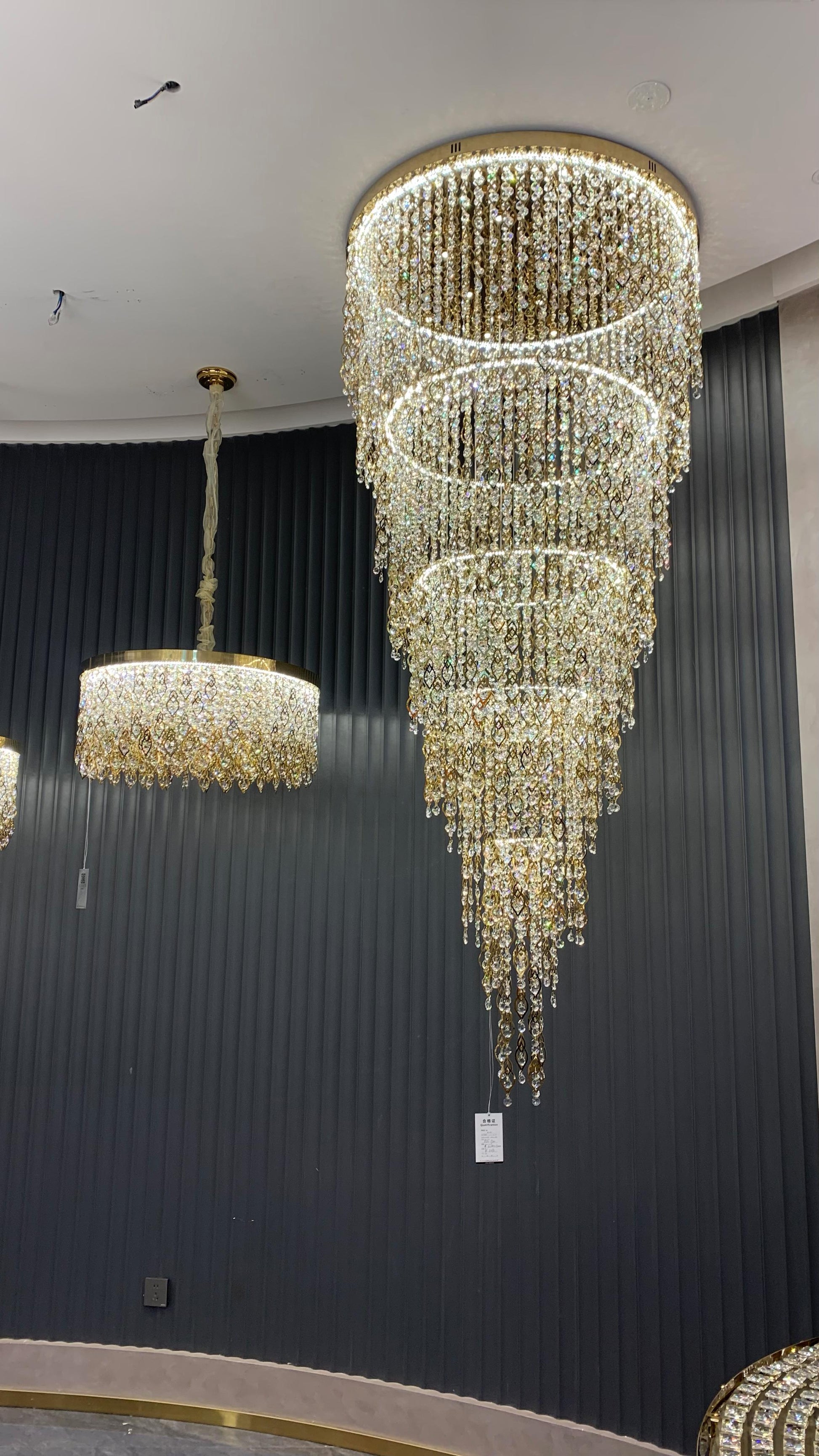 Modern Round 5 - Layer Crystal Tassel Chandelier for Villa/Staircase/Foyer/Living Room - D39.37''*H94.48''(D100cm*H240cm)/62.2kgWarm LightTrivellolab