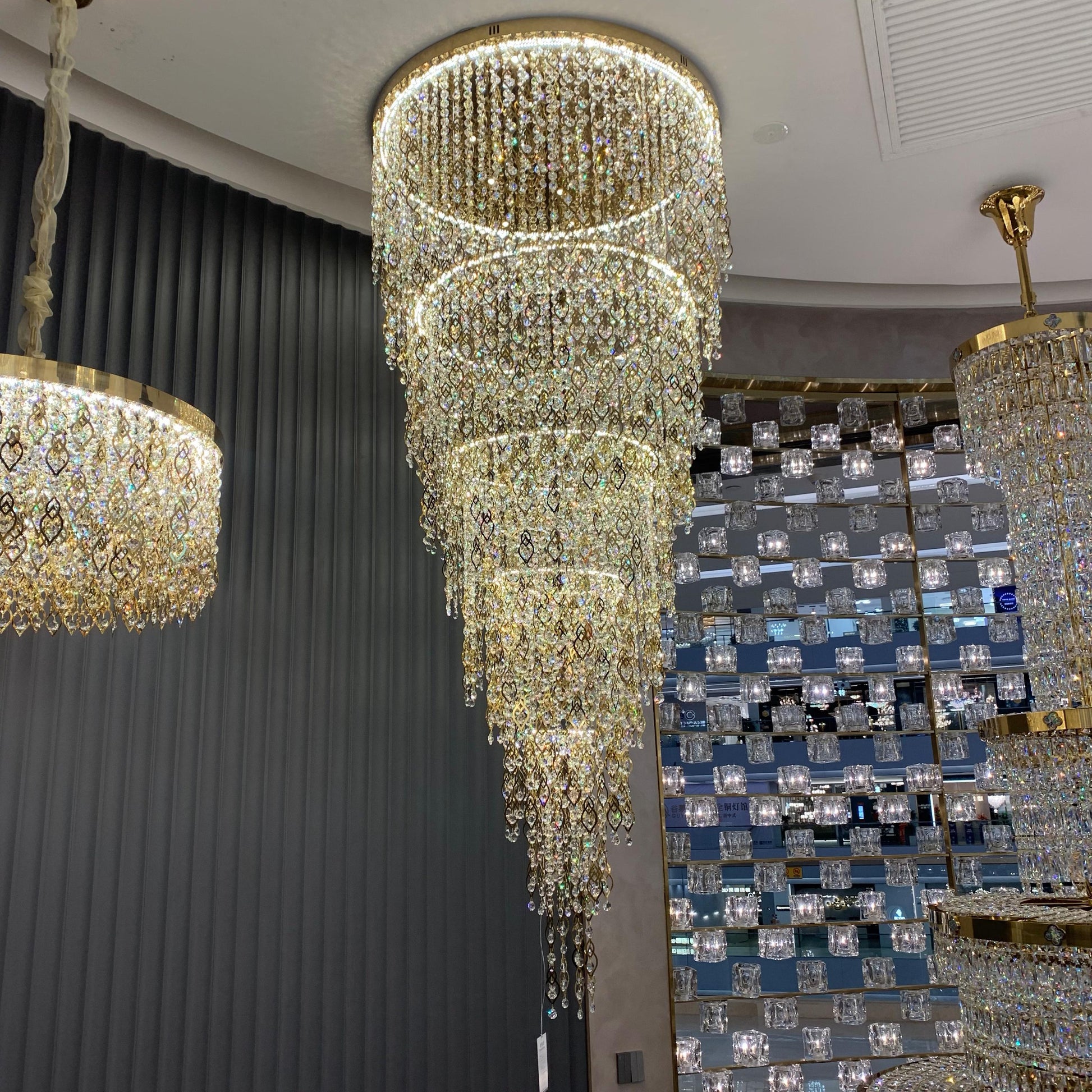 Modern Round 5 - Layer Crystal Tassel Chandelier for Villa/Staircase/Foyer/Living Room - D39.37''*H94.48''(D100cm*H240cm)/62.2kgWarm LightTrivellolab