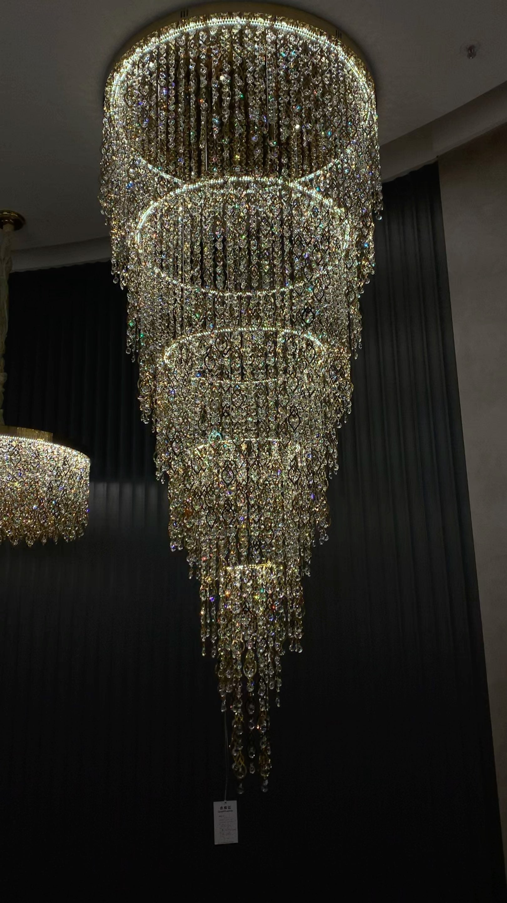 Modern Round 5 - Layer Crystal Tassel Chandelier for Villa/Staircase/Foyer/Living Room - D39.37''*H94.48''(D100cm*H240cm)/62.2kgWarm LightTrivellolab
