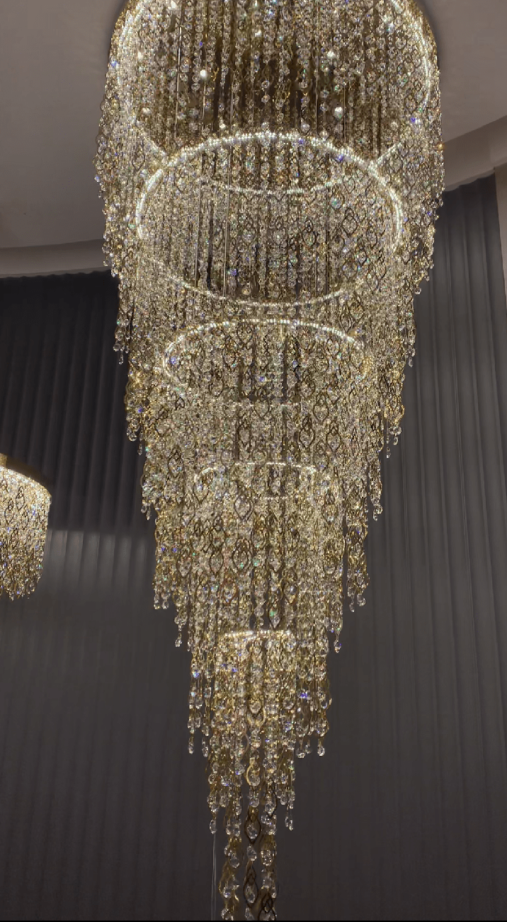 Modern Round 5 - Layer Crystal Tassel Chandelier for Villa/Staircase/Foyer/Living Room - D39.37''*H94.48''(D100cm*H240cm)/62.2kgWarm LightTrivellolab