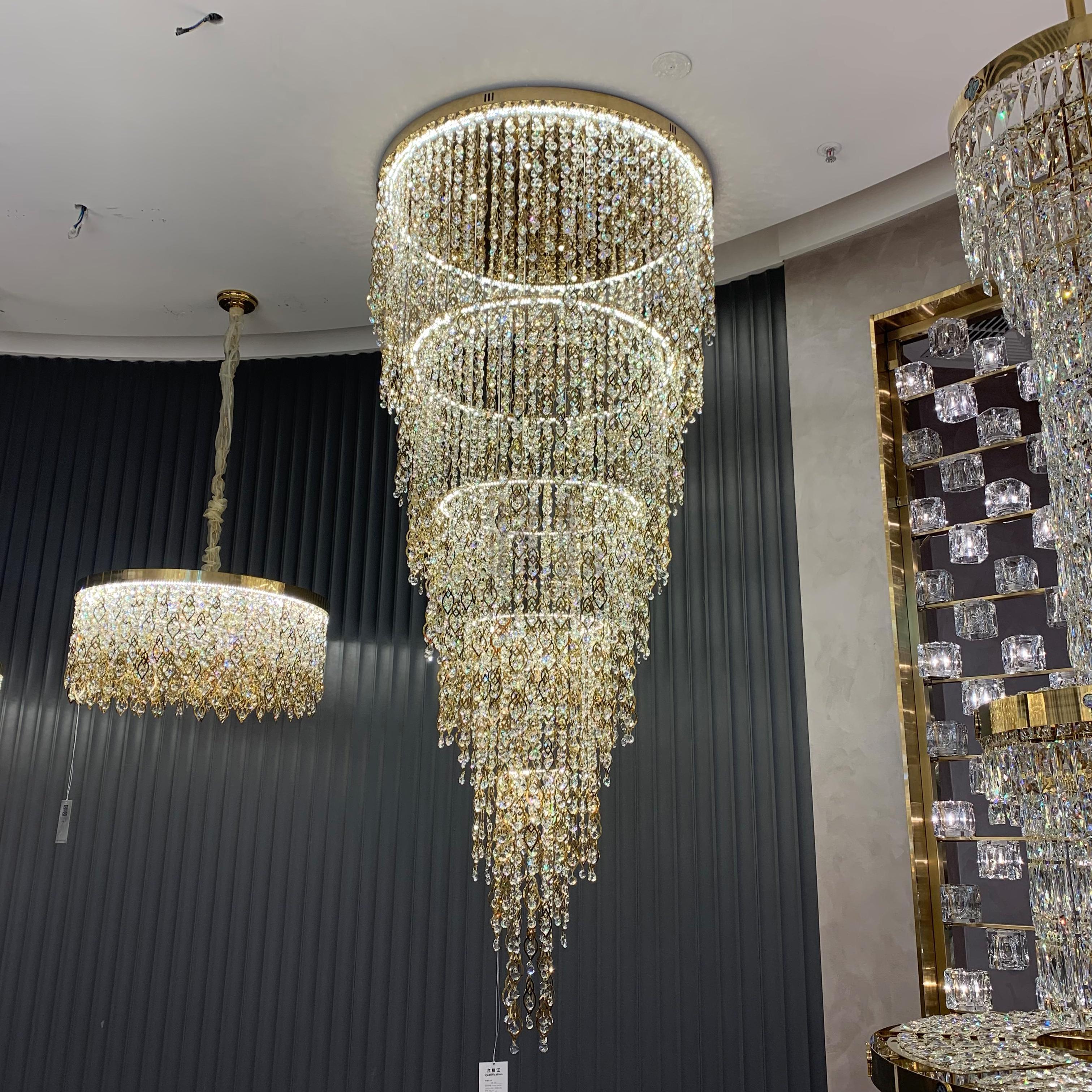 Modern Round 5 - Layer Crystal Tassel Chandelier for Villa/Staircase/Foyer/Living Room - D39.37''*H94.48''(D100cm*H240cm)/62.2kgWarm LightTrivellolab