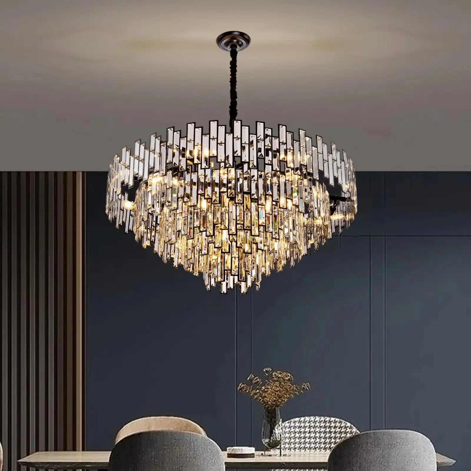 Modern Round Luxury K9 Crystal Chandelier for Dining Room Entryway Foyer