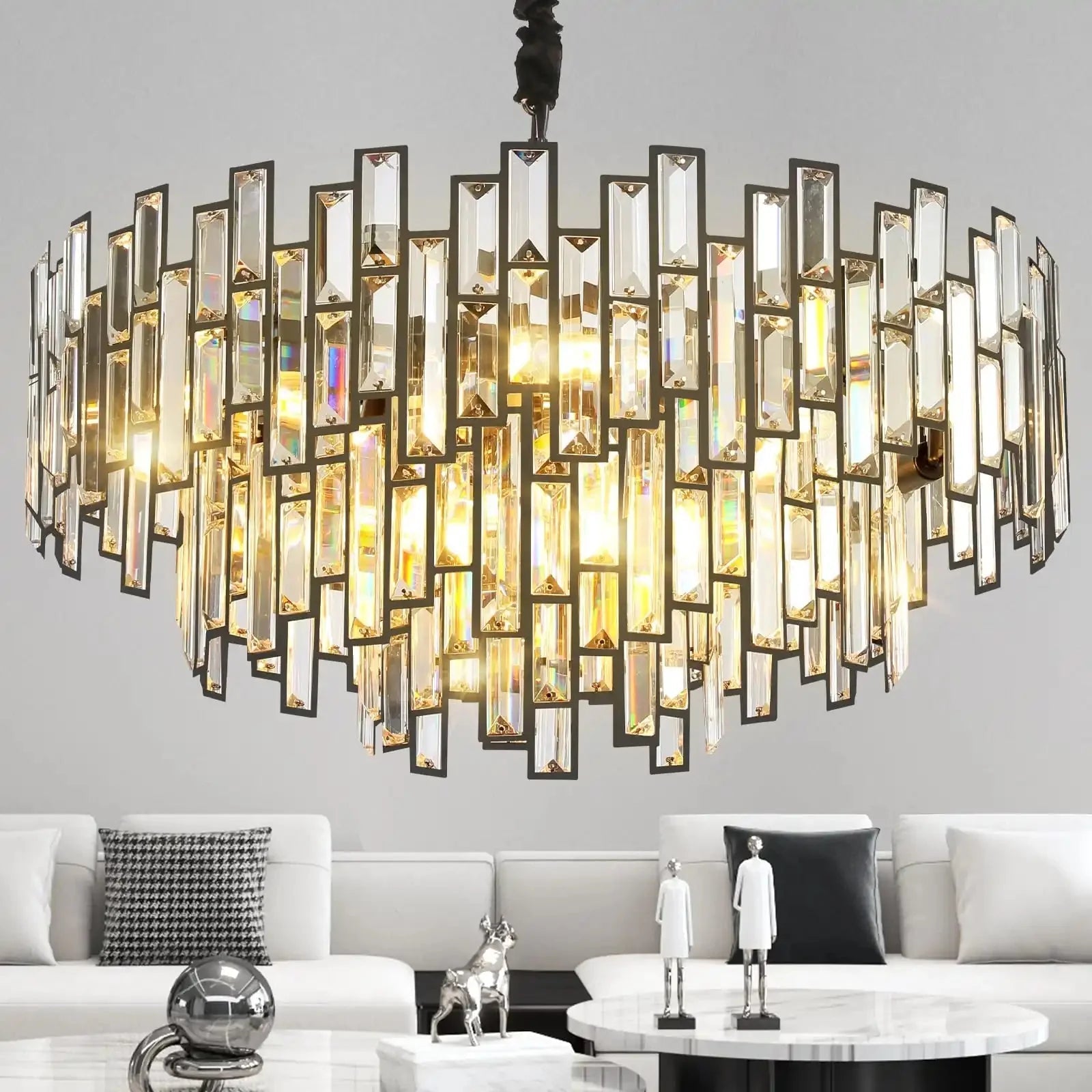 Modern Round Luxury K9 Crystal Chandelier for Dining Room Entryway Foyer