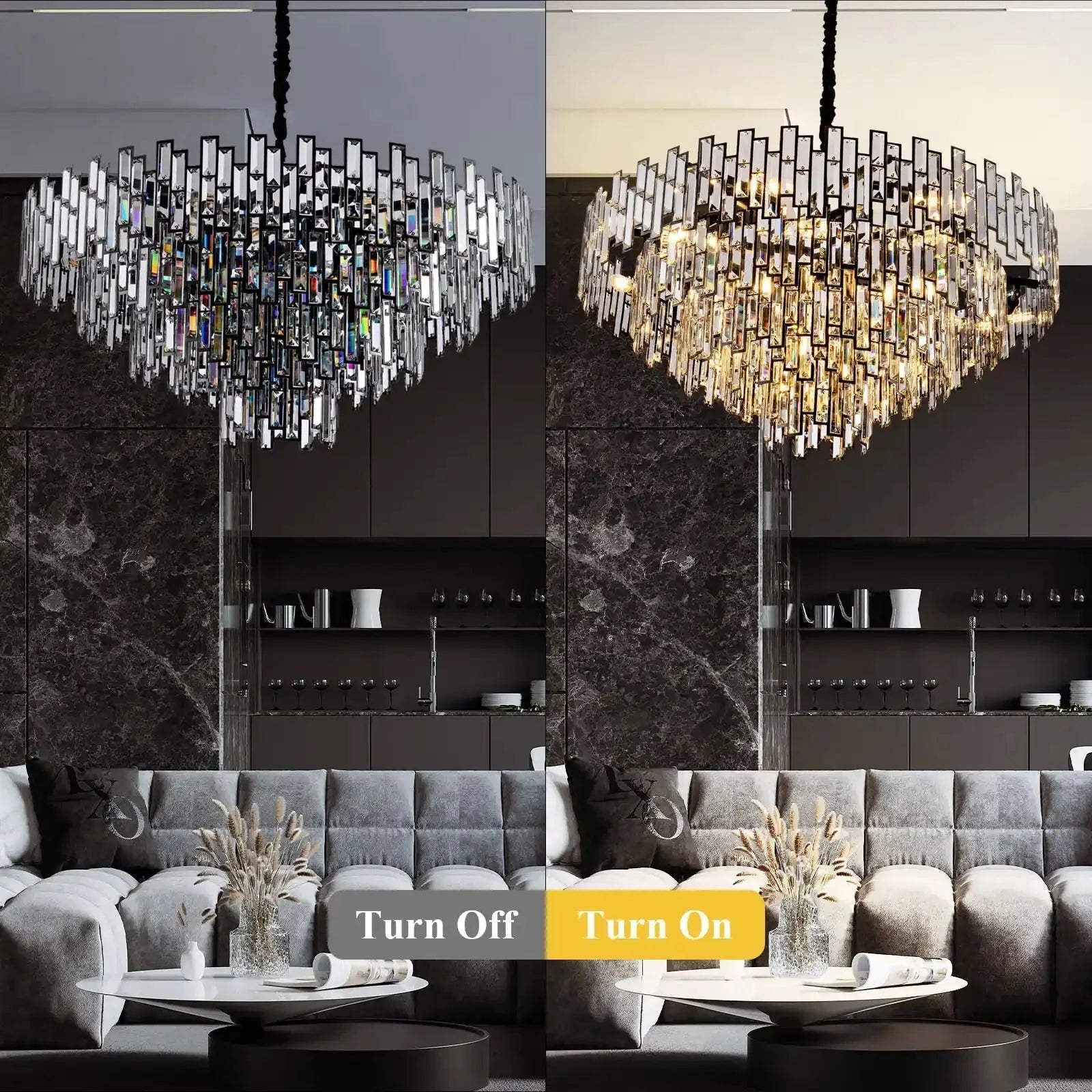 Modern Round Luxury K9 Crystal Chandelier for Dining Room Entryway Foyer