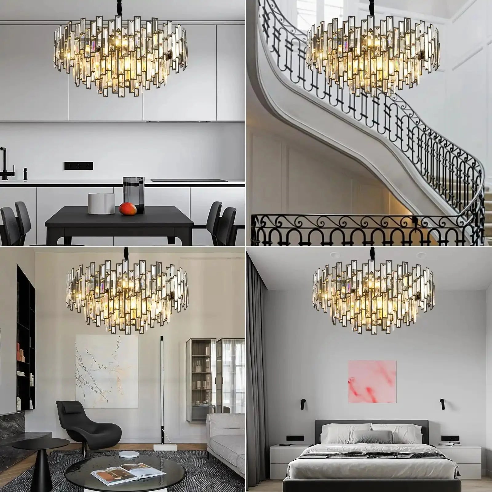 Modern Round Luxury K9 Crystal Chandelier for Dining Room Entryway Foyer