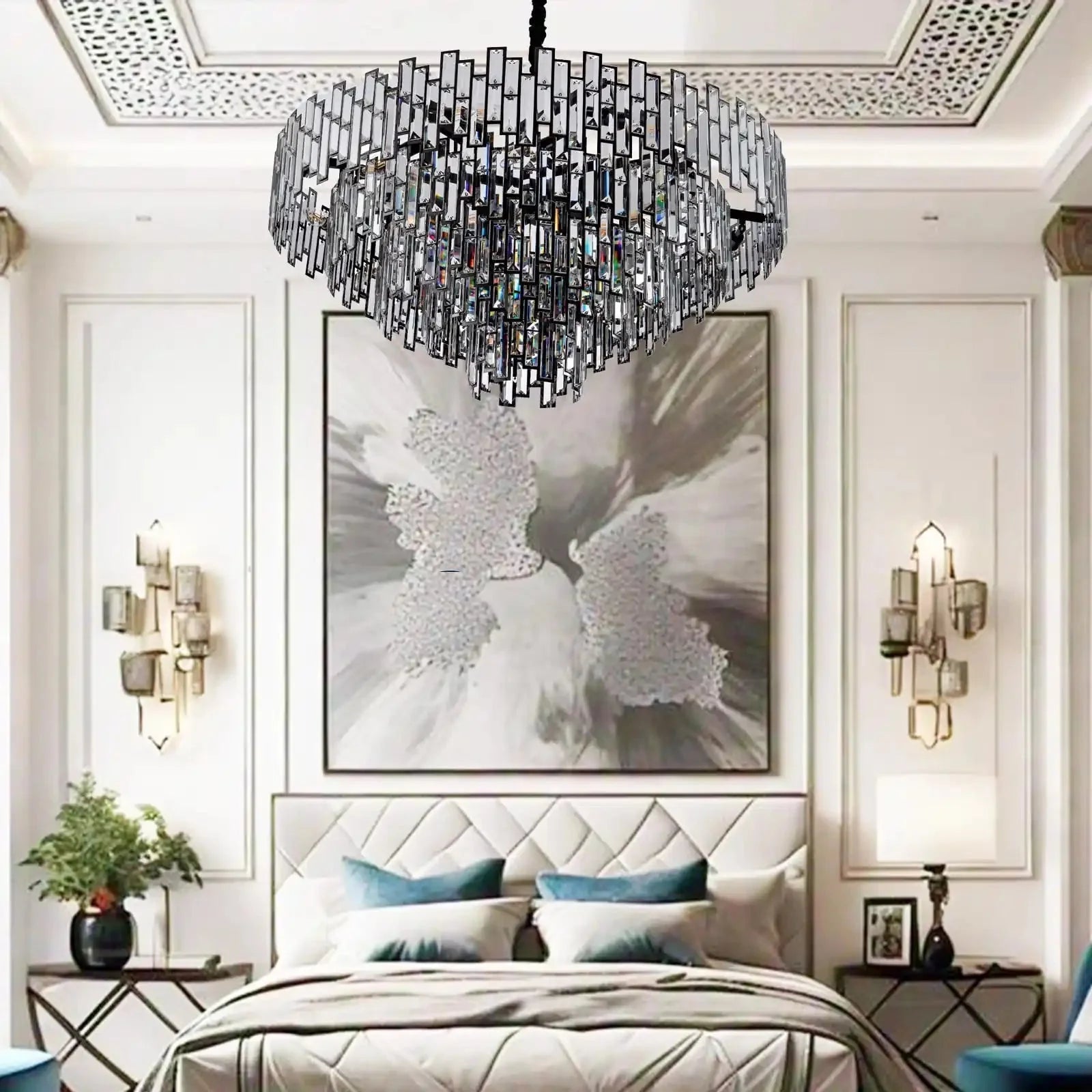 Modern Round Luxury K9 Crystal Chandelier for Dining Room Entryway Foyer