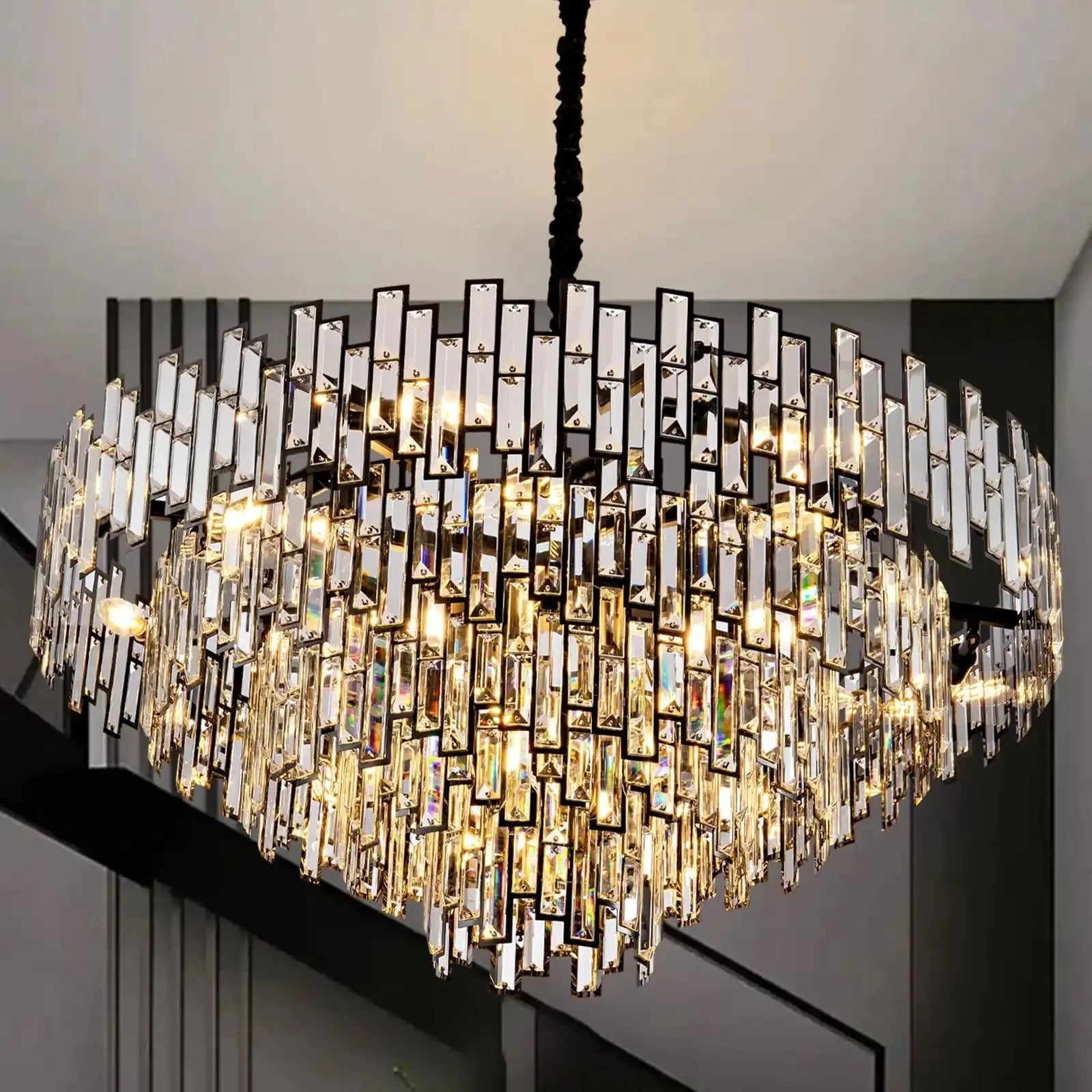 Modern Round Luxury K9 Crystal Chandelier for Dining Room Entryway Foyer