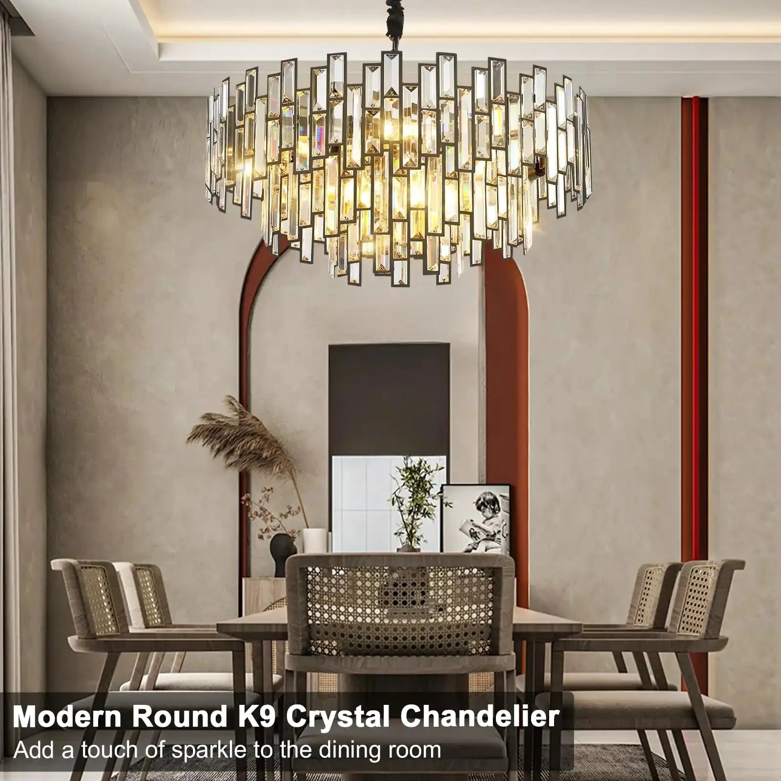 Modern Round Luxury K9 Crystal Chandelier for Dining Room Entryway Foyer