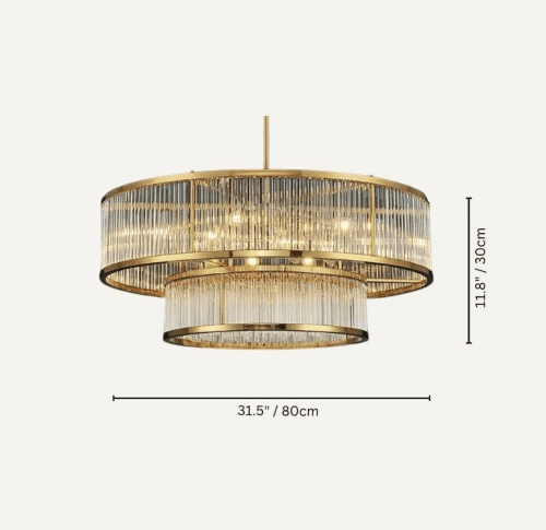 Modern Round/Rectangular Glass Rods Chandelier - Rectangular/L59.1"*H11.8"Warm LightTrivellolab