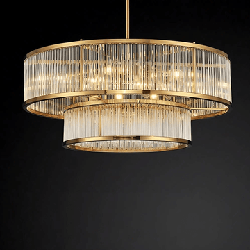 Modern Round/Rectangular Glass Rods Chandelier - Round/D31.5"*H11.8“Warm LightTrivellolab