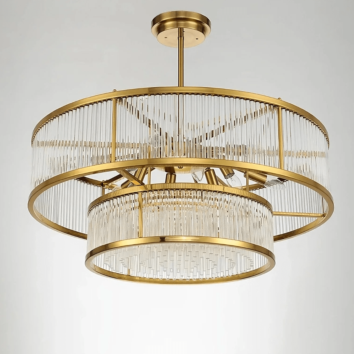 Modern Round/Rectangular Glass Rods Chandelier - Rectangular/L59.1"*H11.8"Warm LightTrivellolab