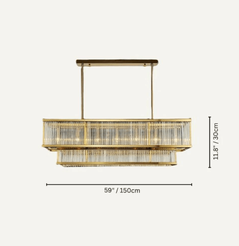 Modern Round/Rectangular Glass Rods Chandelier - Rectangular/L59.1"*H11.8"Warm LightTrivellolab