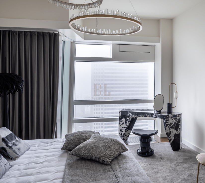 Modern Style Rings Brass & Natural Quartz Crystal Chandelier in Brass/Black Finish - 1 Tier / D23.6" * H4"BrassWarm LightTrivellolab