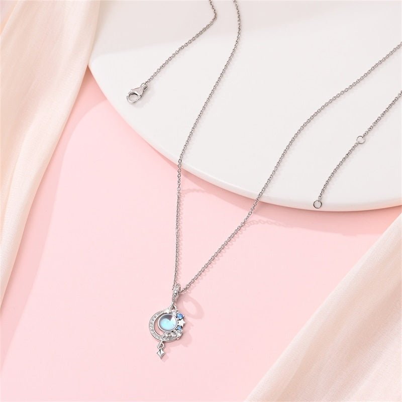 Trivellolab Moon & Star Necklace with Blue Stone