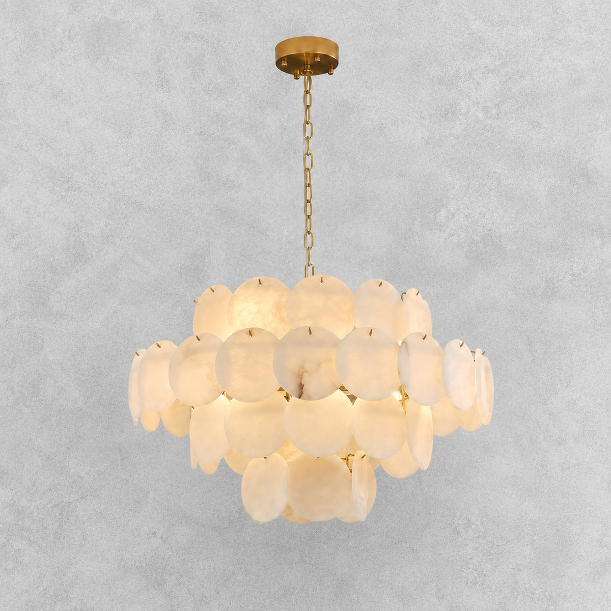 Natural Alabaster 31.5" Round Chandelier