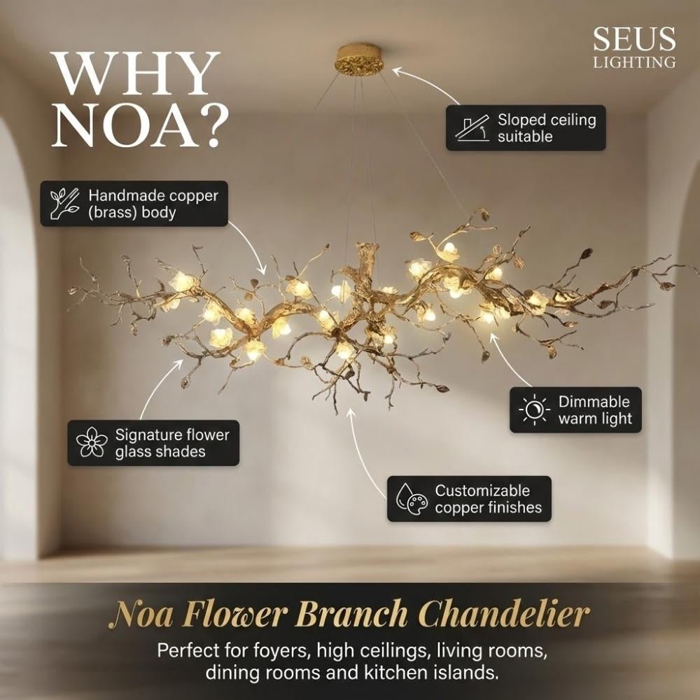 Noa Flower Branch Chandelier - L47.24” (120 cm)Warm White 3000KTrivellolab