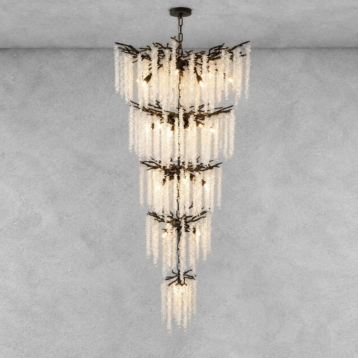 Octagonal Bead Tree Branch Staircase Light Five-Layer - Black 760