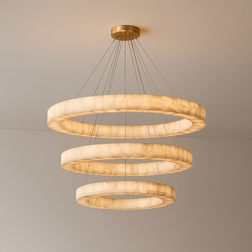 OLYRA 3 - TIER ROUND ALABASTER CHANDELIER 39" 47" 59"D - 100cm / 60cm | 39.4" / 23.6"GoldWarm whiteTrivellolab