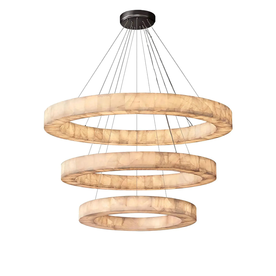 OLYRA 3 - TIER ROUND ALABASTER CHANDELIER 39" 47" 59"D - 100cm / 60cm | 39.4" / 23.6"GoldWarm whiteTrivellolab
