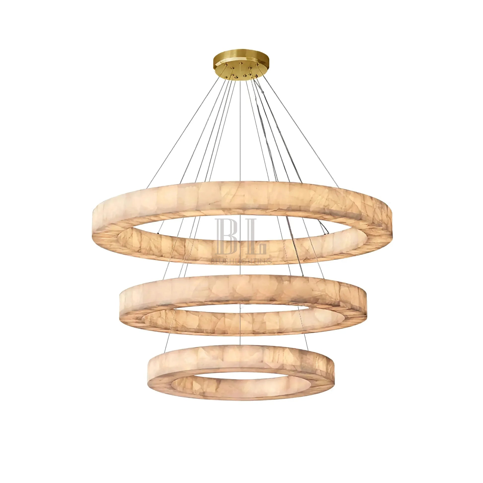 OLYRA 3 - TIER ROUND ALABASTER CHANDELIER 39" 47" 59"D - 100cm / 60cm | 39.4" / 23.6"GoldWarm whiteTrivellolab