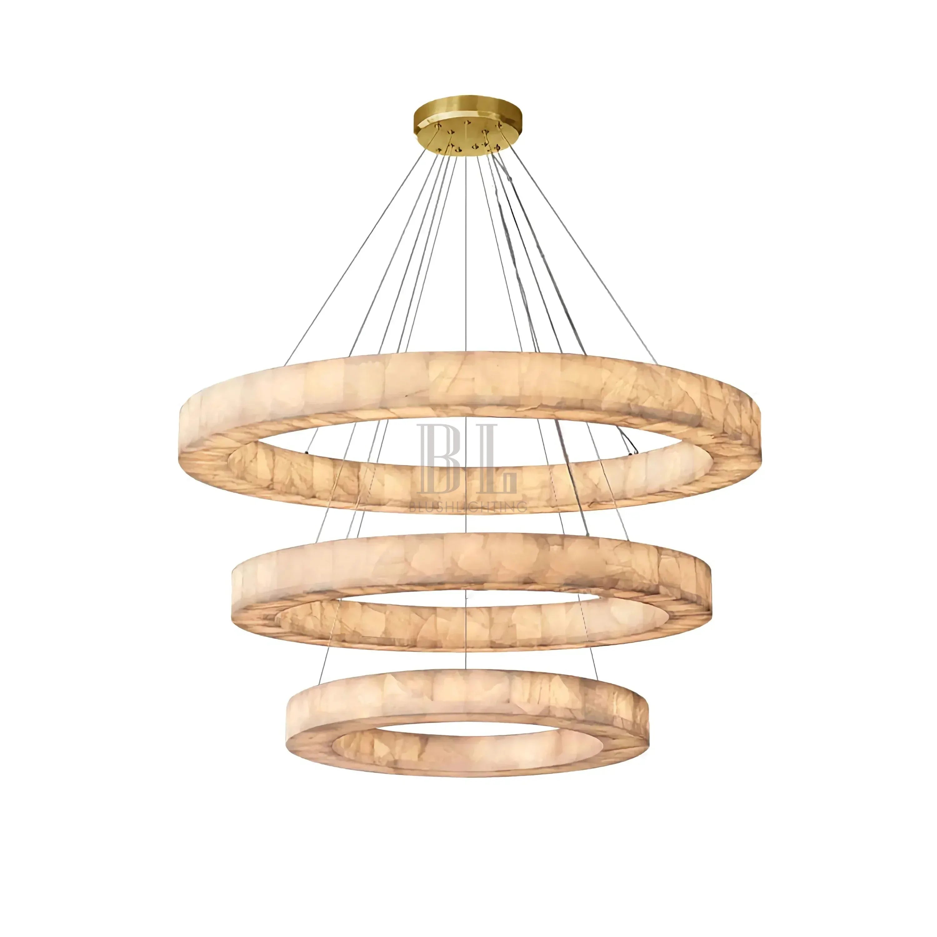 OLYRA 3 - TIER ROUND ALABASTER CHANDELIER 39" 47" 59"D - 100cm / 60cm | 39.4" / 23.6"GoldWarm whiteTrivellolab