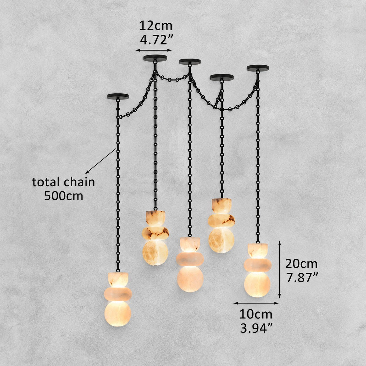 Orba Chain Alabaster Chandelier