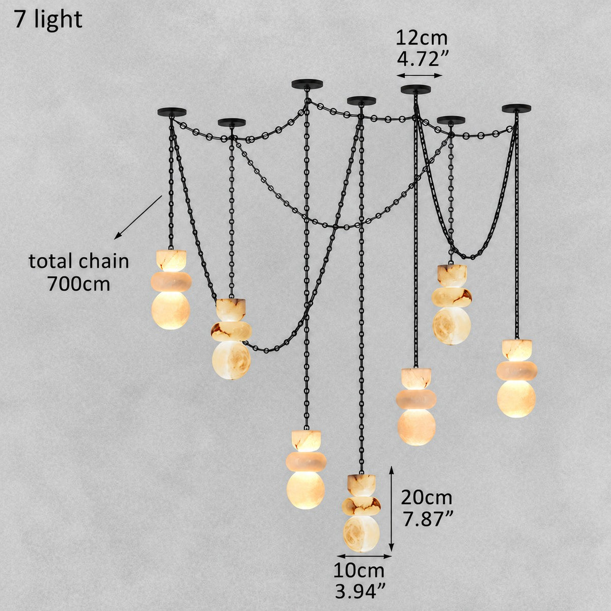 Orba Chain Alabaster Chandelier