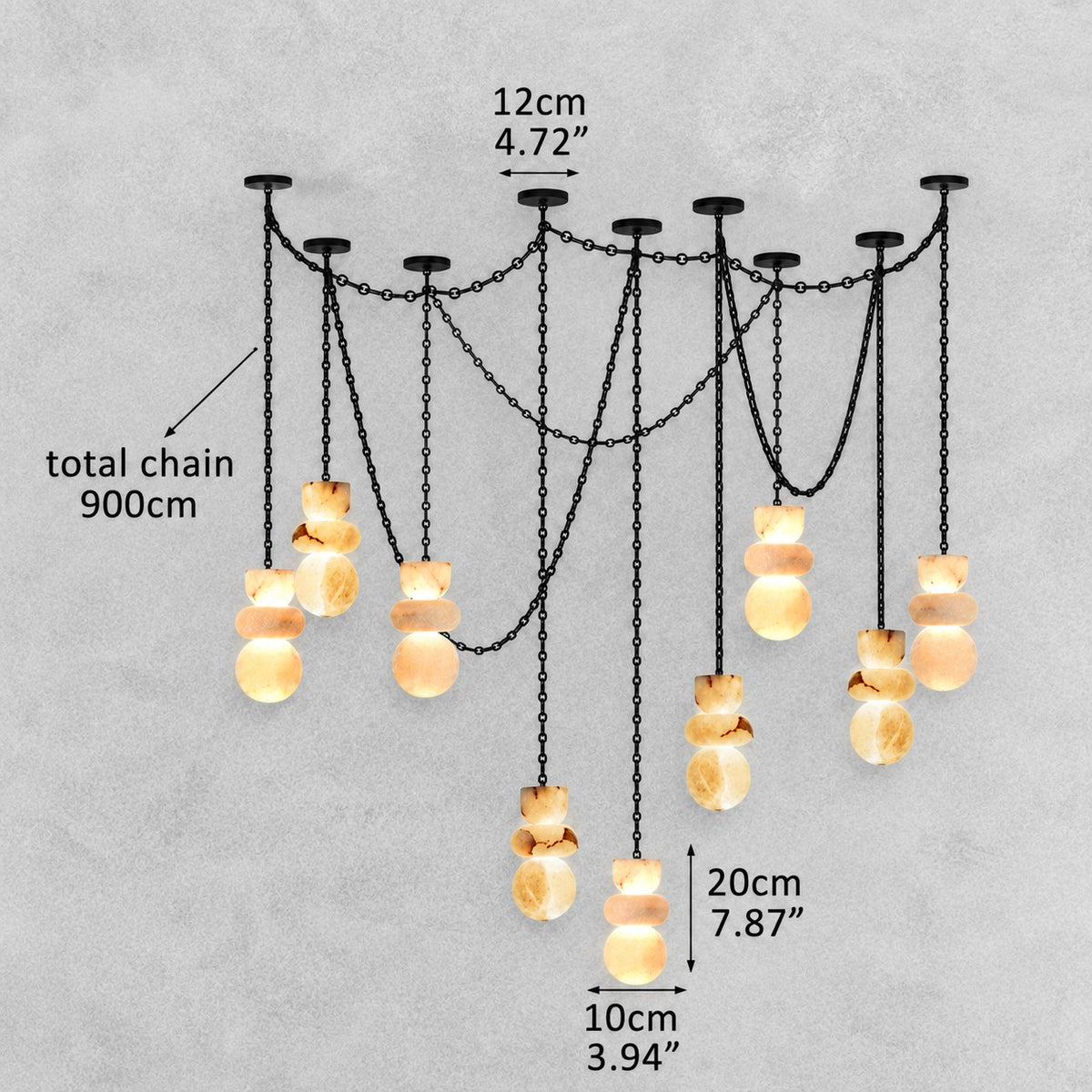 Orba Chain Alabaster Chandelier