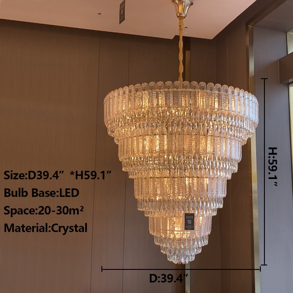 Oversized Multi - layers Luxury Gold Crystal Chandelier For Large Foyer/Hallway/Entryway - D39.4"*H59.1"/86kgWarm LightTrivellolab