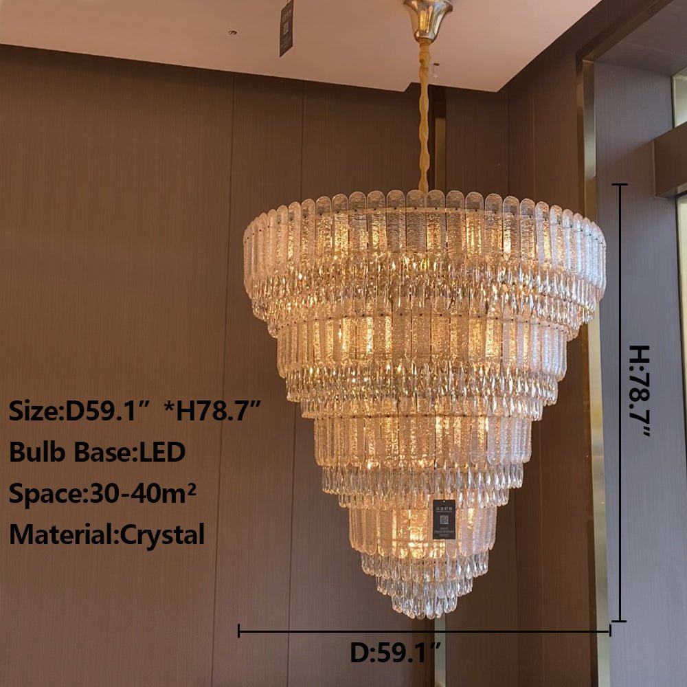 Oversized Multi - layers Luxury Gold Crystal Chandelier For Large Foyer/Hallway/Entryway - D39.4"*H59.1"/86kgWarm LightTrivellolab