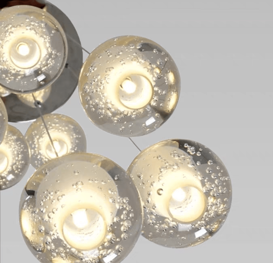 Oversized Nordic Art Round Air Bubbles Pendant Chandelier for Stairs/Spiral Staircase/Hotel Lobby - 7 Lights: D13.8"*H47.2"Warm LightTrivellolab