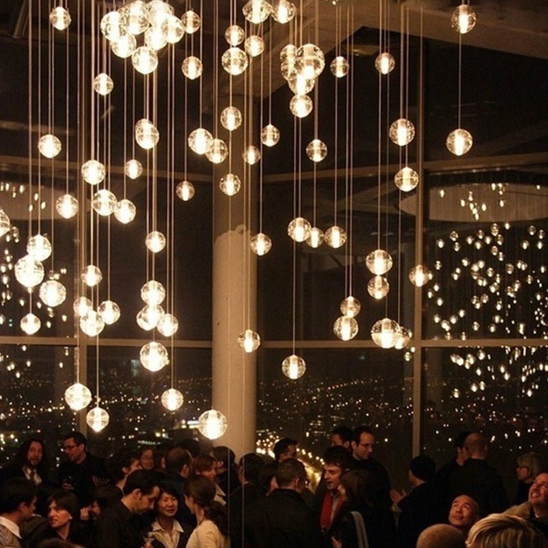 Oversized Nordic Art Round Air Bubbles Pendant Chandelier for Stairs/Spiral Staircase/Hotel Lobby - 7 Lights: D13.8"*H47.2"Warm LightTrivellolab