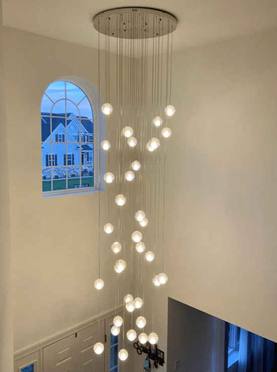 Oversized Nordic Art Round Air Bubbles Pendant Chandelier for Stairs/Spiral Staircase/Hotel Lobby - 7 Lights: D13.8"*H47.2"Warm LightTrivellolab