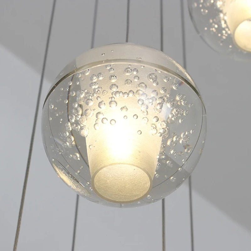 Oversized Nordic Art Round Air Bubbles Pendant Chandelier for Stairs/Spiral Staircase/Hotel Lobby - 7 Lights: D13.8"*H47.2"Warm LightTrivellolab