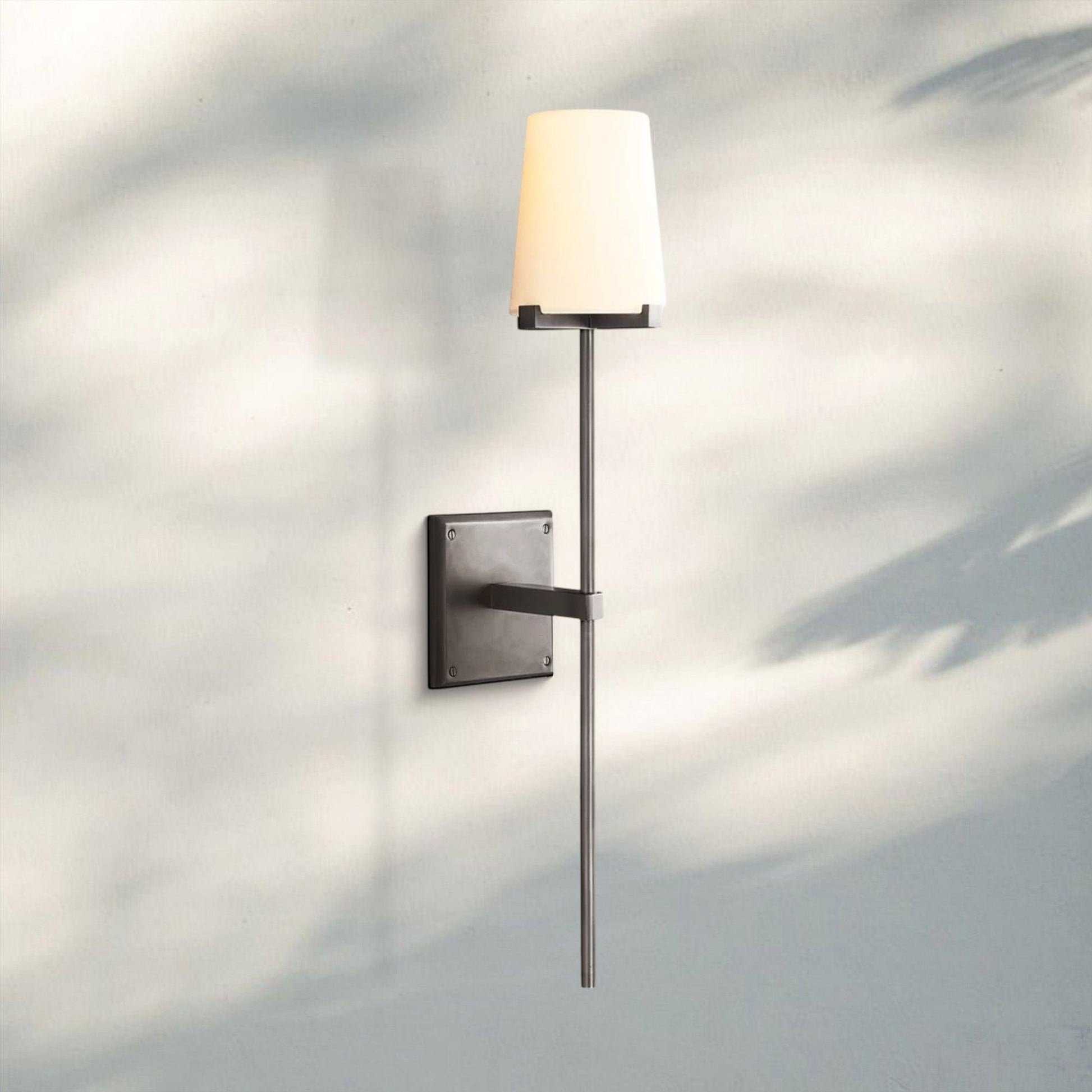 Pauilla Fabric Shade Torch Sconce-Bronze-