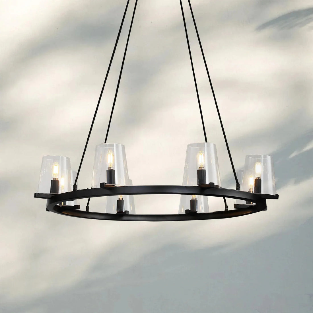 Pauilla Modern Clear Glass Round Chandelier 36'' 48‘’ 60‘’-Round 36" 8-Light-Lacquered Burnished Brass-