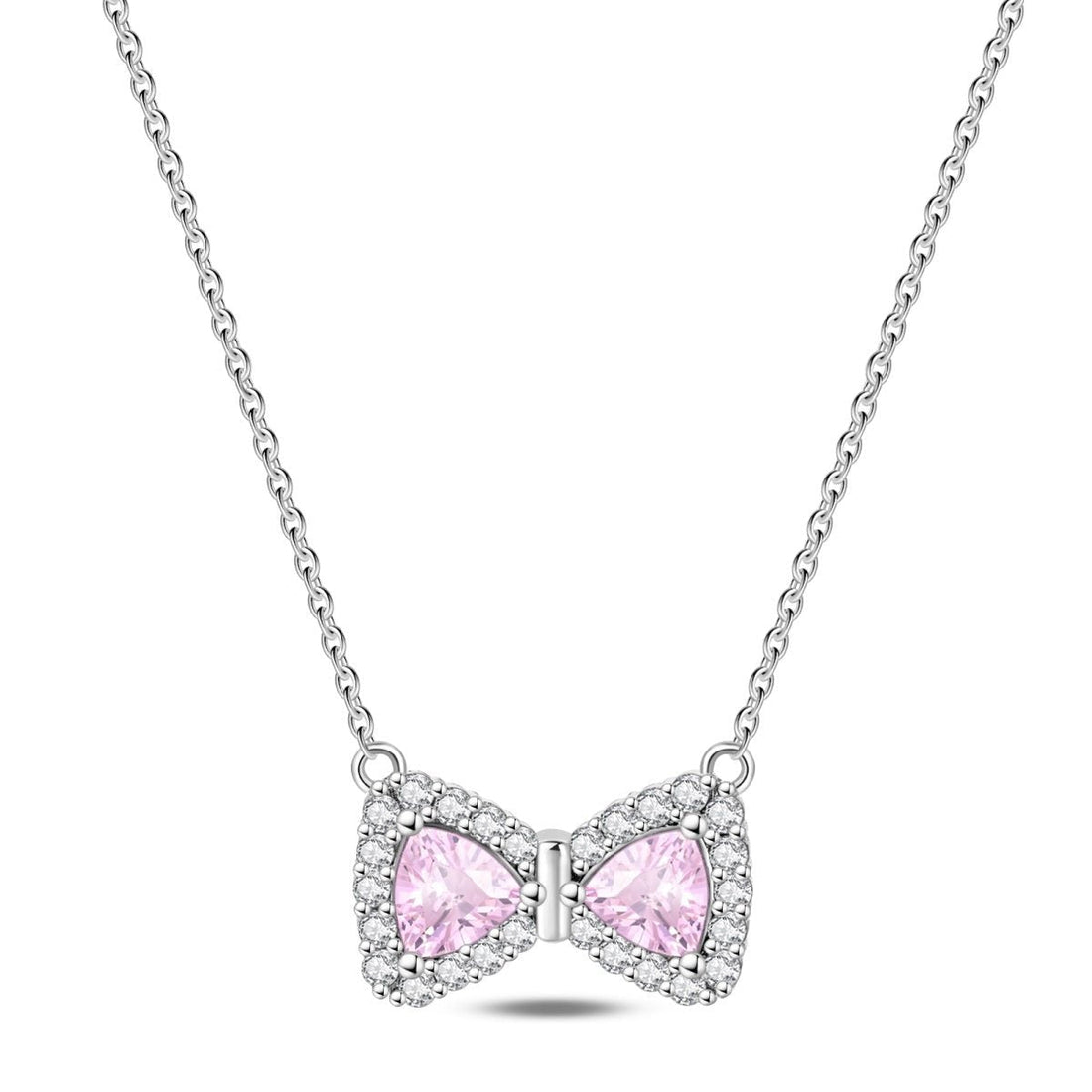 Trivellolab Pink Bow Gemstone Necklace