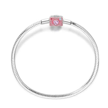 Trivellolab Pink Camera Crystal Heart Snake Chain Bracelet