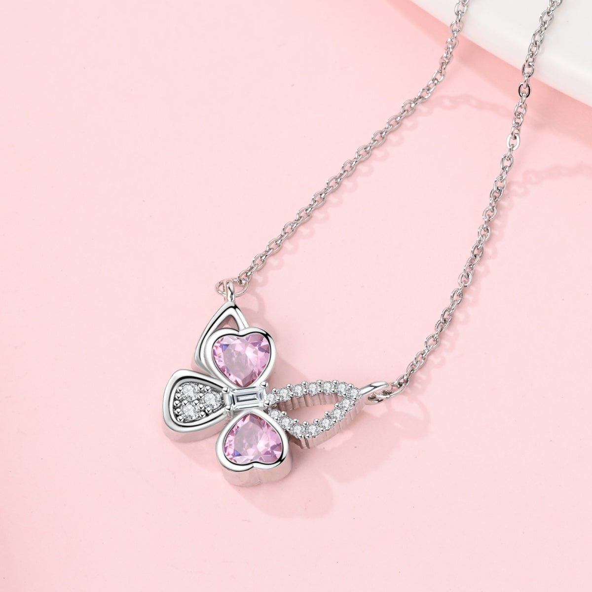 Trivellolab Pink Heart Butterfly Necklace