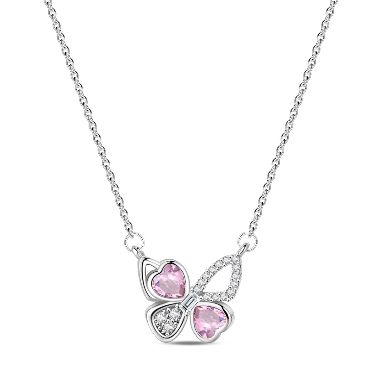 Trivellolab Pink Heart Butterfly Necklace