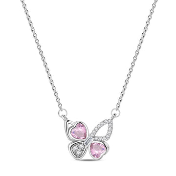 Trivellolab Pink Heart Butterfly Necklace
