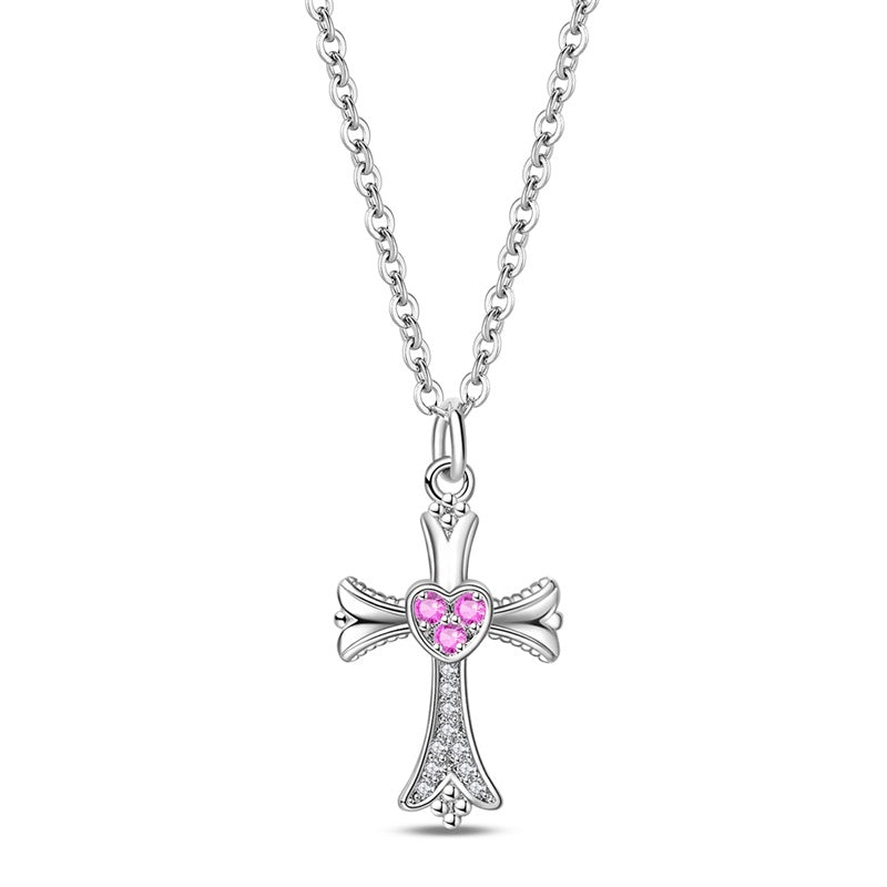 Trivellolab Pink Heart Cross Necklace