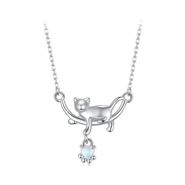 Trivellolab Playful Moonlit Cat Pendant Necklace