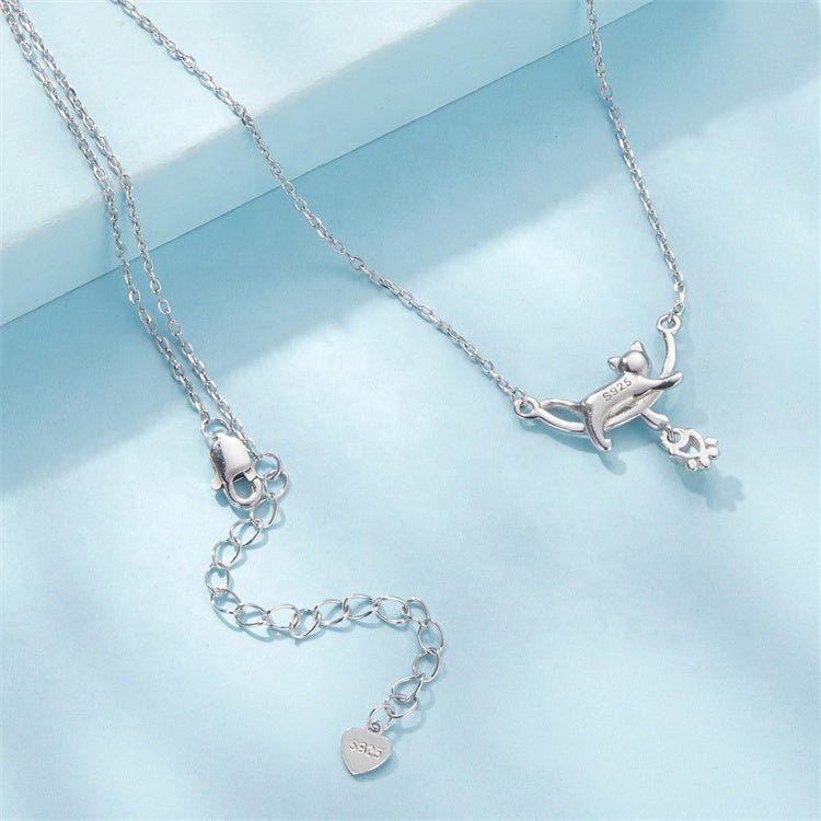 Trivellolab Playful Moonlit Cat Pendant Necklace